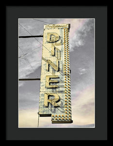 Old, Vintage Diner Sign - Yellow - Framed Print