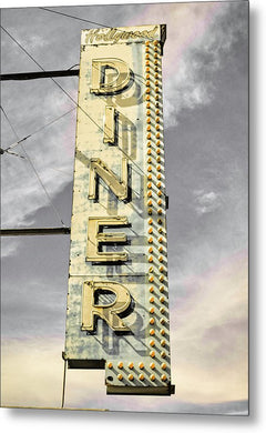 Old, Vintage Diner Sign - Yellow - Metal Print