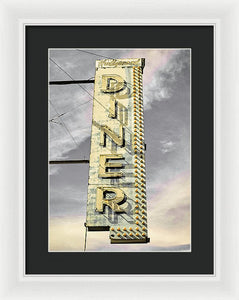 Old, Vintage Diner Sign - Yellow - Framed Print