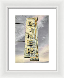 Old, Vintage Diner Sign - Yellow - Framed Print