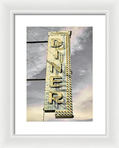 Old, Vintage Diner Sign - Yellow - Framed Print