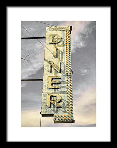 Old, Vintage Diner Sign - Yellow - Framed Print