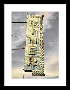 Old, Vintage Diner Sign - Yellow - Framed Print