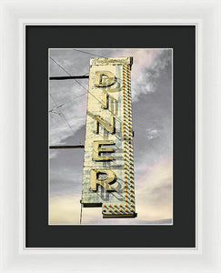 Old, Vintage Diner Sign - Yellow - Framed Print