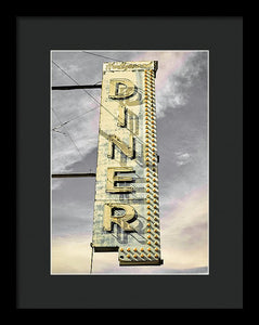 Old, Vintage Diner Sign - Yellow - Framed Print