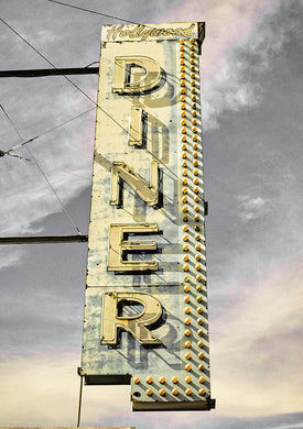 Old, Vintage Diner Sign - Yellow - Art Print