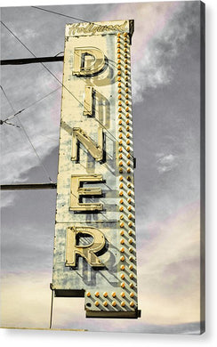 Old, Vintage Diner Sign - Yellow - Acrylic Print