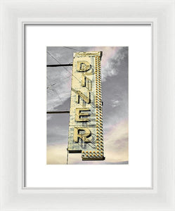 Old, Vintage Diner Sign - Yellow - Framed Print