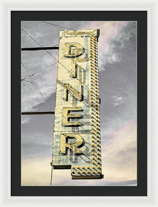 Old, Vintage Diner Sign - Yellow - Framed Print