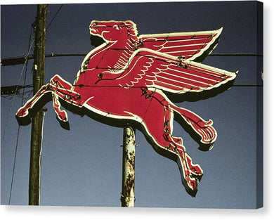 Old, Vintage Gas Sign - Mobil Flying Red Horse - Canvas Print