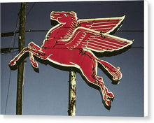 Load image into Gallery viewer, Old, Vintage Gas Sign - Mobil Flying Red Horse - Canvas Print