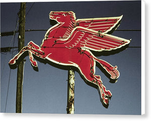 Old, Vintage Gas Sign - Mobil Flying Red Horse - Canvas Print