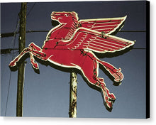 Load image into Gallery viewer, Old, Vintage Gas Sign - Mobil Flying Red Horse - Canvas Print