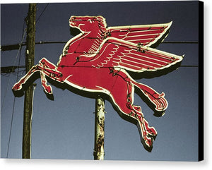 Old, Vintage Gas Sign - Mobil Flying Red Horse - Canvas Print