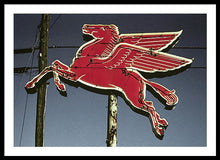 Load image into Gallery viewer, Old, Vintage Gas Sign - Mobil Flying Red Horse - Framed Print