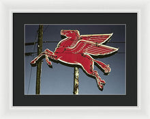 Load image into Gallery viewer, Old, Vintage Gas Sign - Mobil Flying Red Horse - Framed Print