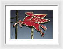 Load image into Gallery viewer, Old, Vintage Gas Sign - Mobil Flying Red Horse - Framed Print