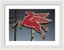 Load image into Gallery viewer, Old, Vintage Gas Sign - Mobil Flying Red Horse - Framed Print