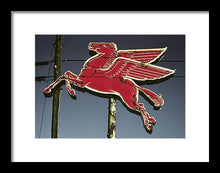 Load image into Gallery viewer, Old, Vintage Gas Sign - Mobil Flying Red Horse - Framed Print