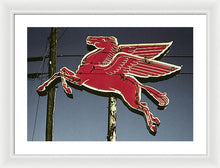 Load image into Gallery viewer, Old, Vintage Gas Sign - Mobil Flying Red Horse - Framed Print