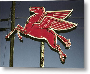 Old, Vintage Gas Sign - Mobil Flying Red Horse - Metal Print