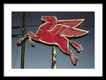 Load image into Gallery viewer, Old, Vintage Gas Sign - Mobil Flying Red Horse - Framed Print