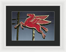 Load image into Gallery viewer, Old, Vintage Gas Sign - Mobil Flying Red Horse - Framed Print