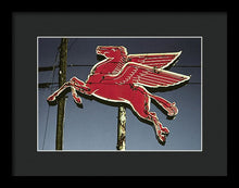 Load image into Gallery viewer, Old, Vintage Gas Sign - Mobil Flying Red Horse - Framed Print