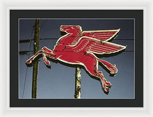 Load image into Gallery viewer, Old, Vintage Gas Sign - Mobil Flying Red Horse - Framed Print