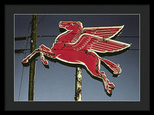 Load image into Gallery viewer, Old, Vintage Gas Sign - Mobil Flying Red Horse - Framed Print