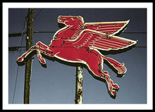 Load image into Gallery viewer, Old, Vintage Gas Sign - Mobil Flying Red Horse - Framed Print