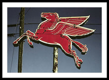 Load image into Gallery viewer, Old, Vintage Gas Sign - Mobil Flying Red Horse - Framed Print