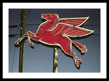 Load image into Gallery viewer, Old, Vintage Gas Sign - Mobil Flying Red Horse - Framed Print