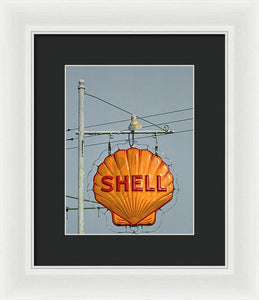 Old, Vintage Shell Gas Station Sign - Framed Print