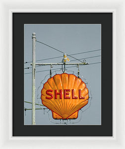 Old, Vintage Shell Gas Station Sign - Framed Print