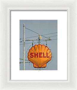 Old, Vintage Shell Gas Station Sign - Framed Print