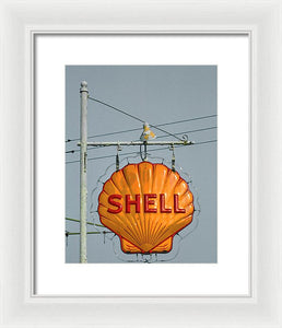 Old, Vintage Shell Gas Station Sign - Framed Print