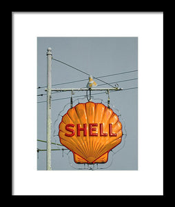 Old, Vintage Shell Gas Station Sign - Framed Print