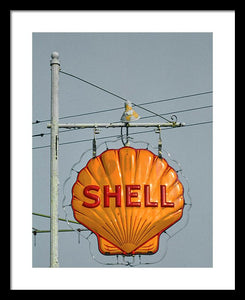 Old, Vintage Shell Gas Station Sign - Framed Print