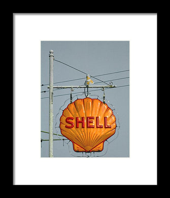 Old, Vintage Shell Gas Station Sign - Framed Print