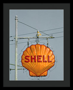 Old, Vintage Shell Gas Station Sign - Framed Print