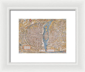 Old Map Of Paris 1550 - Framed Print