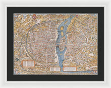 Load image into Gallery viewer, Old Map Of Paris 1550 - Framed Print