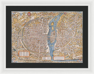 Old Map Of Paris 1550 - Framed Print