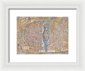 Old Map Of Paris 1550 - Framed Print