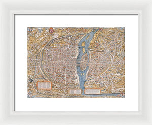 Old Map Of Paris 1550 - Framed Print