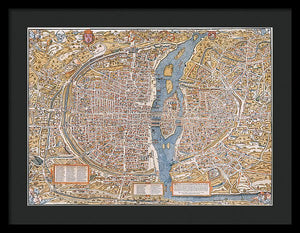 Old Map Of Paris 1550 - Framed Print