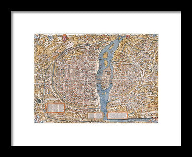 Old Map Of Paris 1550 - Framed Print