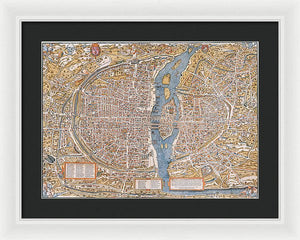 Old Map Of Paris 1550 - Framed Print