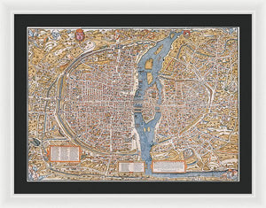 Old Map Of Paris 1550 - Framed Print